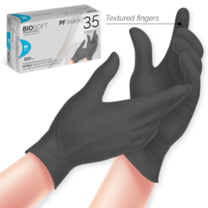 Biosoft Γάντια Νιτριλίου Χωρίς Πούδρα σε Μαύρο Χρώμα 100τμχ XL